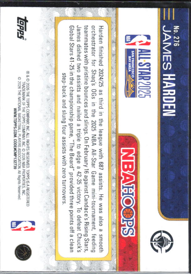 James Harden 2025-26 NBA Hoops All-Star 2025 #276 – baksida