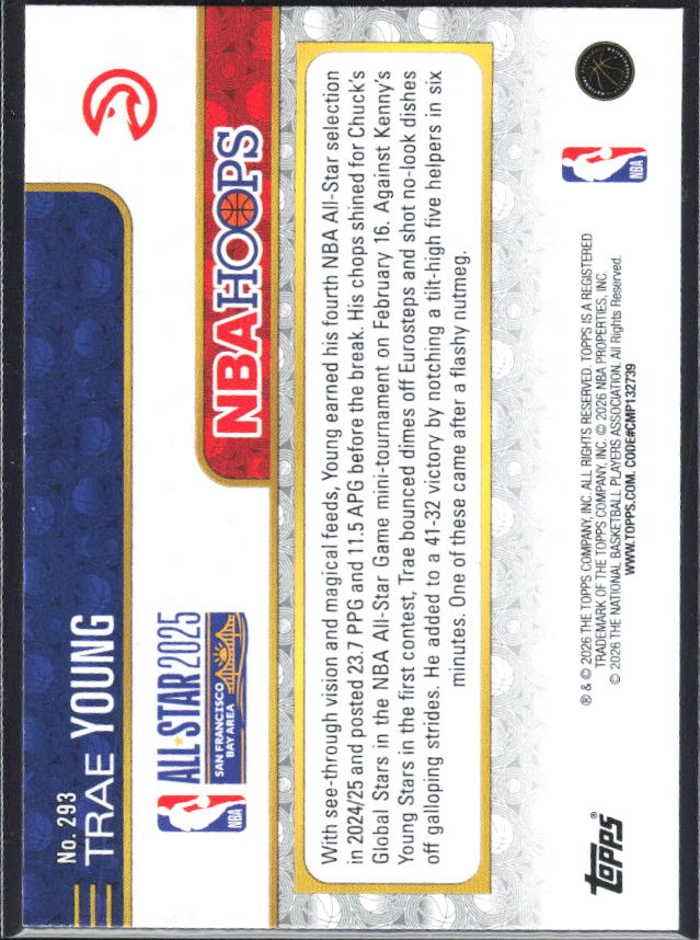 Trae Young 2025-26 NBA Hoops All-Star 2025 #293 – baksida