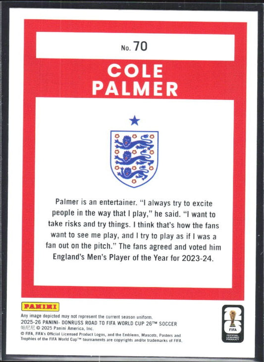 Cole Palmer 2025-26 Donruss Road to FIFA World Cup #70 – baksida