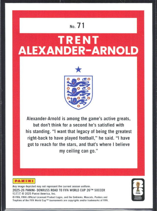 Trent Alexander-Arnold 2025-26 Donruss Road to FIFA World Cup #71 – baksida