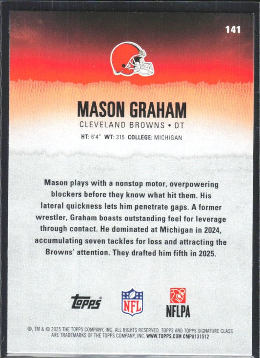 Mason Graham 2025 Topps Signature Class Football #141 – baksida