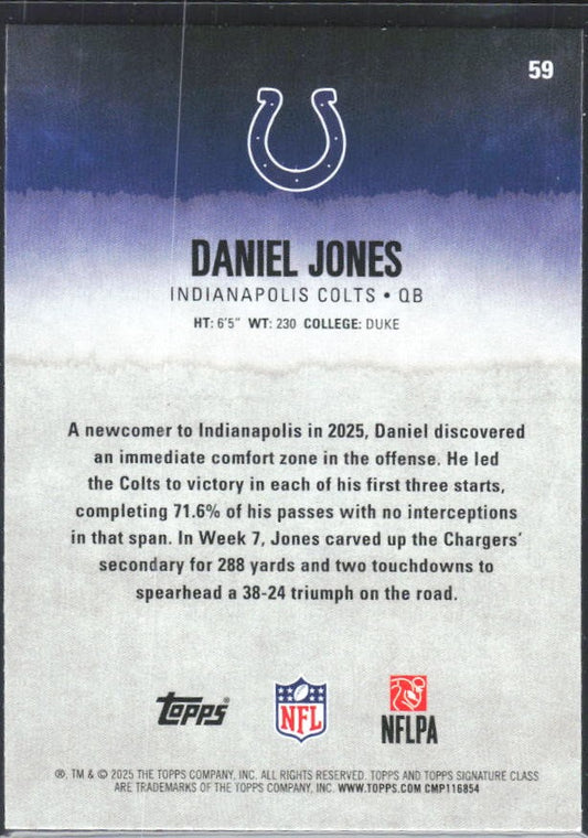 Daniel Jones 2025 Topps Signature Class Football #59 – baksida