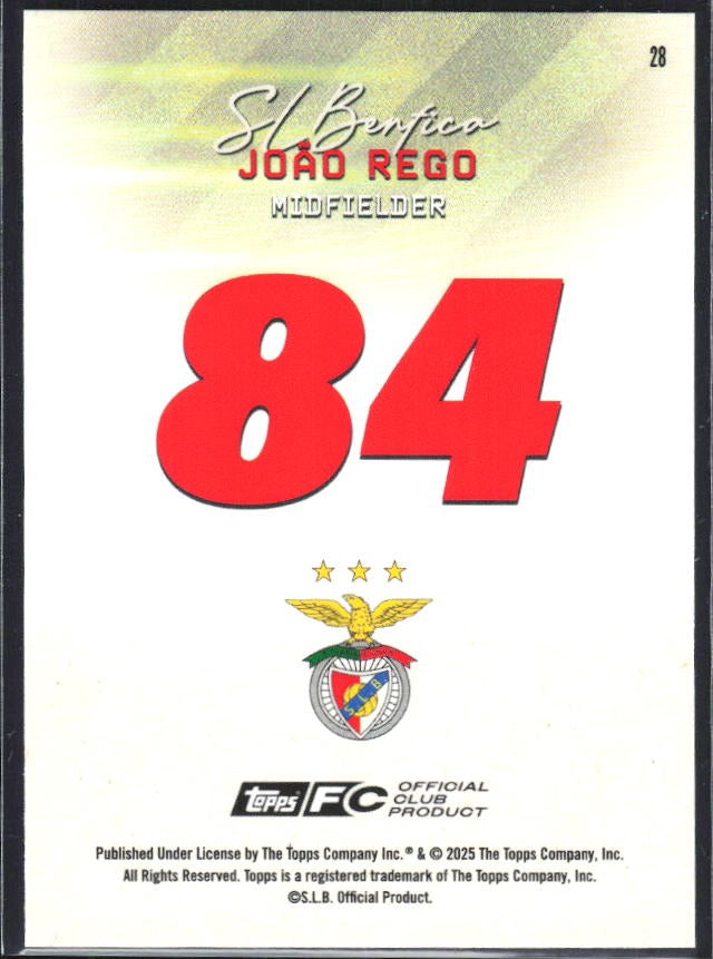 João Rego 2025-26 Topps Benfica Pitch Pursuits #28 – baksida