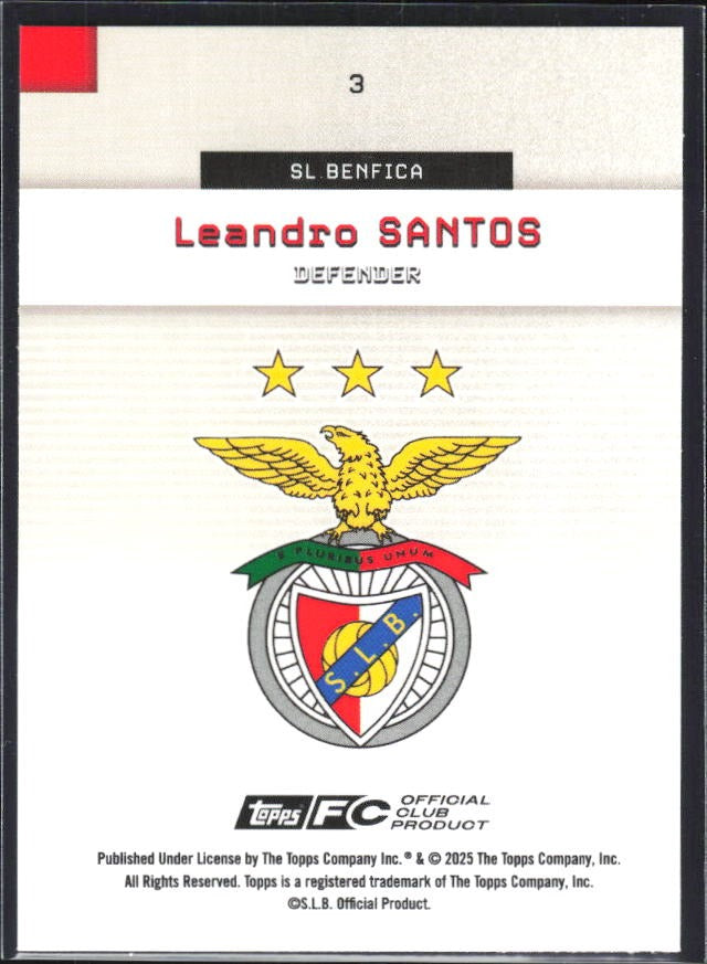 Leandro Santos 2025-26 Topps Benfica #3 – baksida