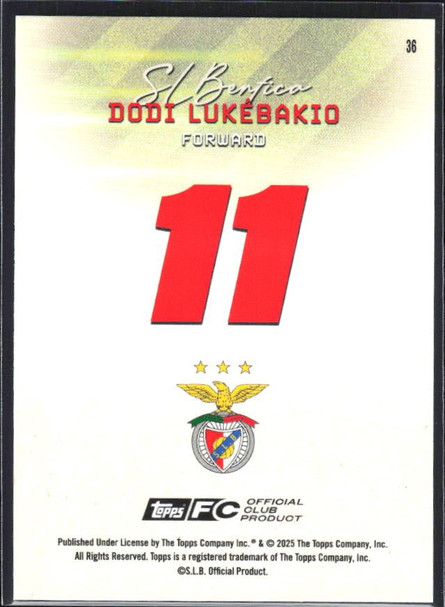 Dodi Lukebakio 2025-26 Topps Benfica Pitch Pursuits #36 – baksida