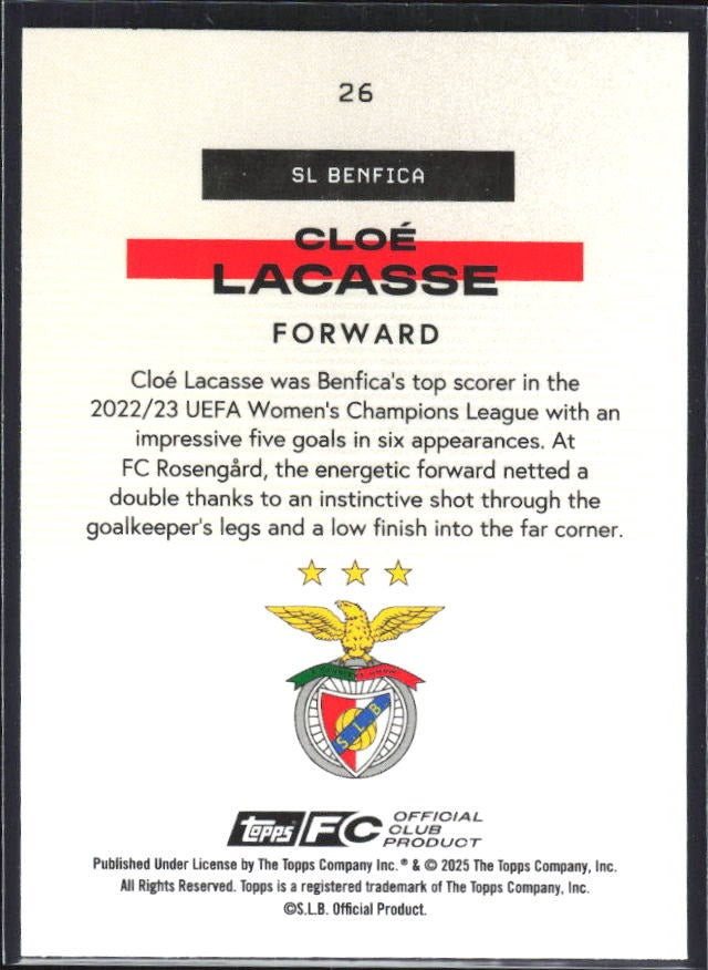 Cloé Lacasse 2025-26 Topps Benfica Bona Fide Baller #26 – baksida
