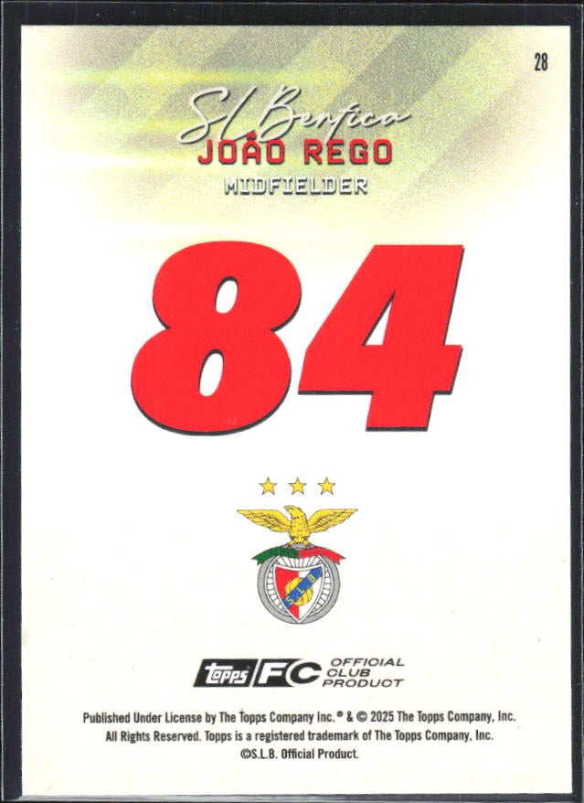 João Rego 2025-26 Topps Benfica Pitch Pursuits #28 – baksida
