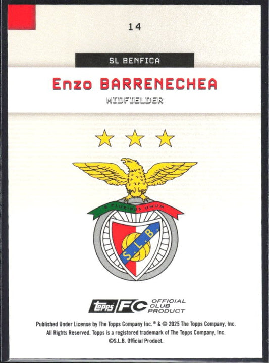 Enzo Barrenechea 2025-26 Topps Benfica #14 – baksida