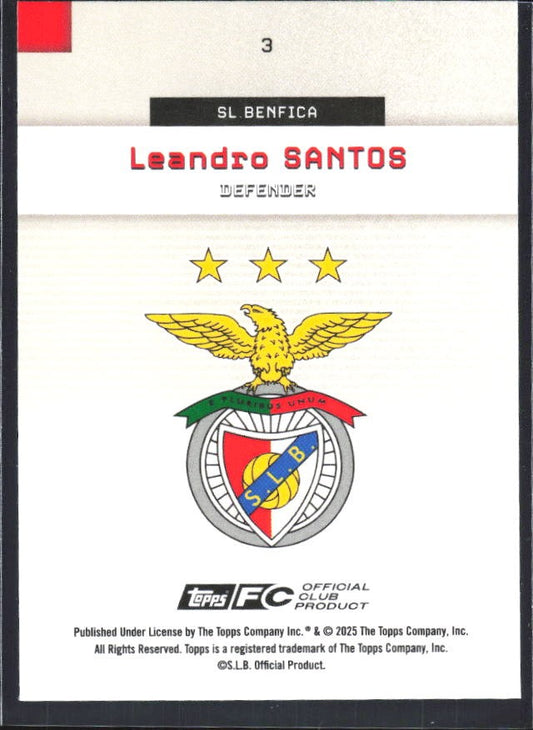 Leandro Santos 2025-26 Topps Benfica #3 – baksida