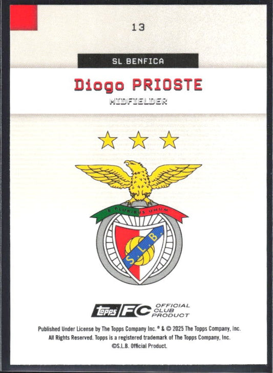 Diogo Prioste 2025-26 Topps Benfica #13 – baksida