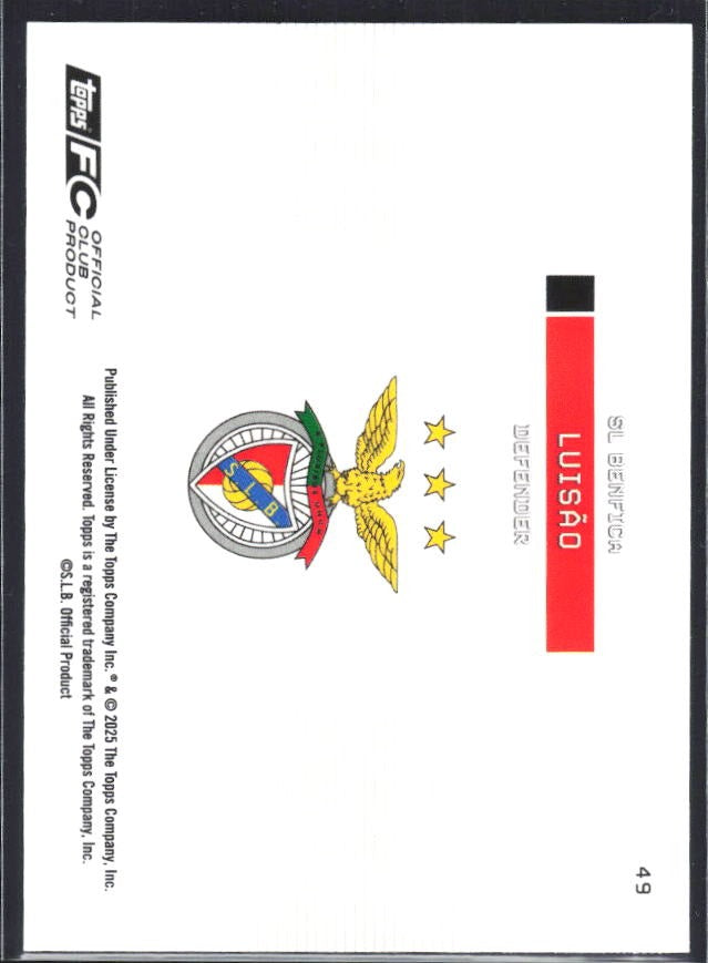 Luisão 2025-26 Topps Benfica Soaring Eagle #49 – baksida