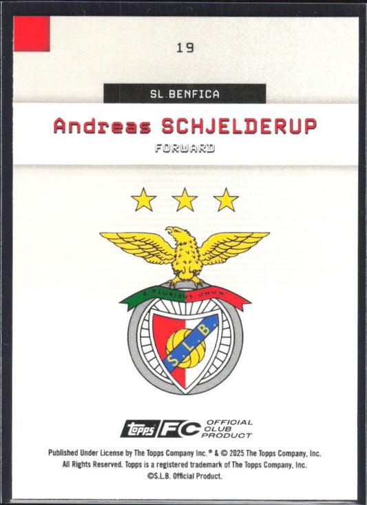 Andreas Schjelderup 2025-26 Topps Benfica #19 – baksida