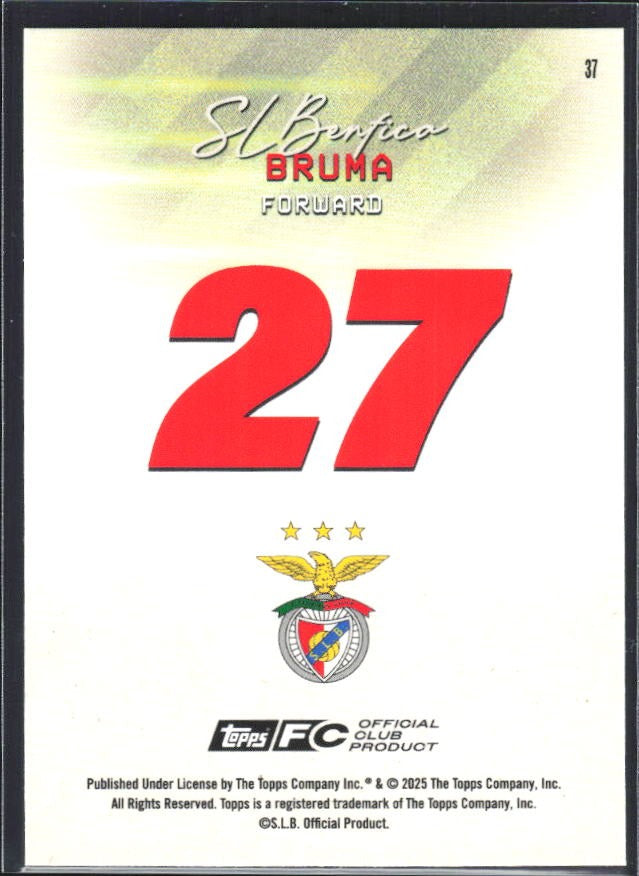 Bruma 2025-26 Topps Benfica Pitch Pursuits #37 – baksida