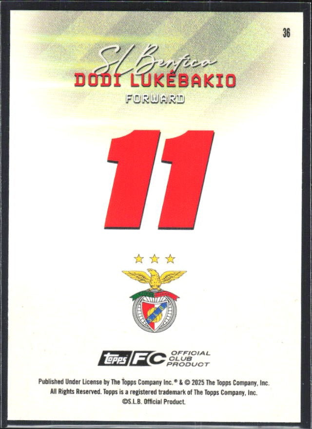 Dodi Lukebakio 2025-26 Topps Benfica Pitch Pursuits #36 – baksida