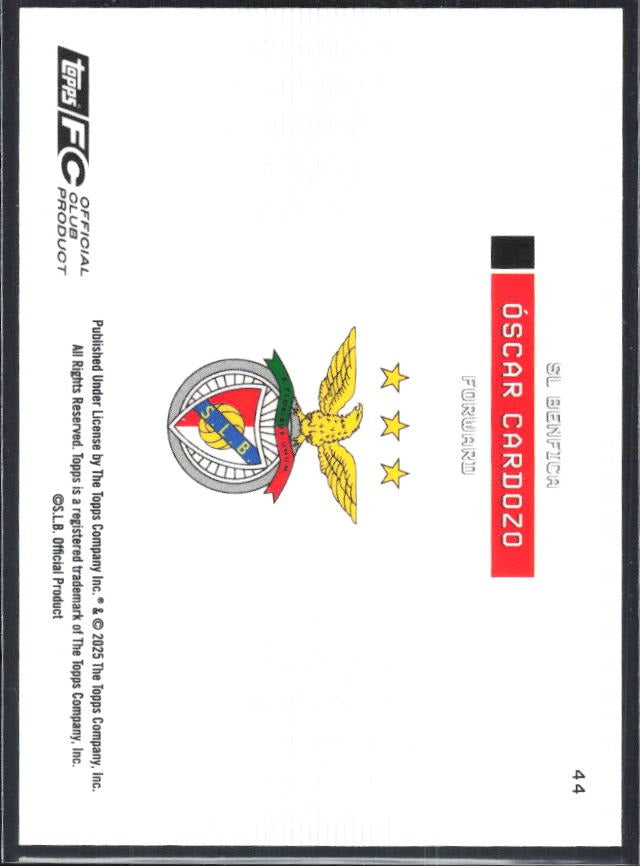 Óscar Cardozo 2025-26 Topps Benfica Soaring Eagle #44 – baksida