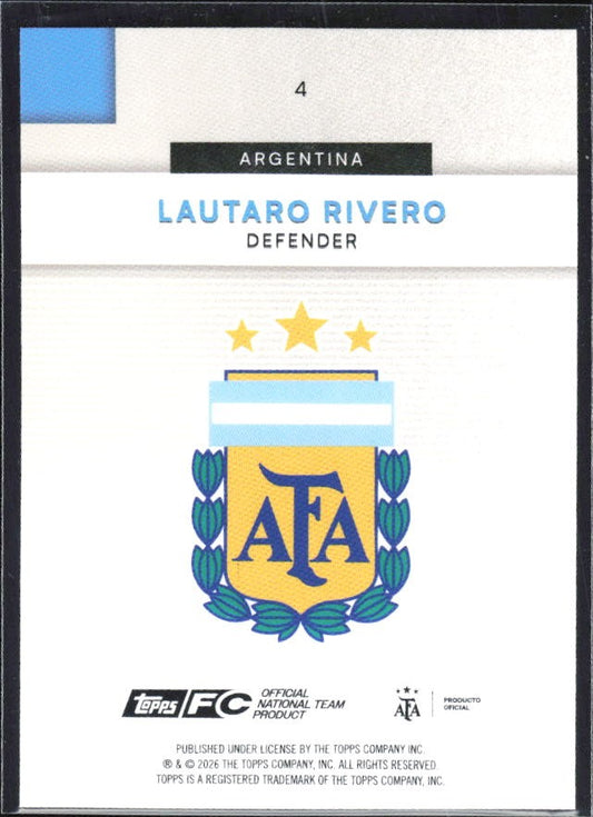 Lautaro Rivero 2026 Topps Argentina #4 – baksida
