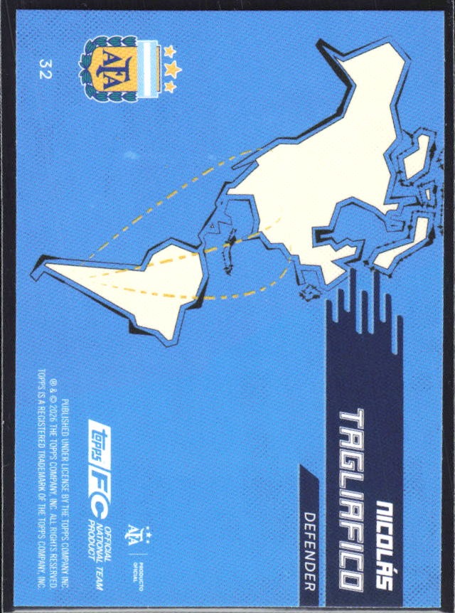 Nicolás Tagliafico 2026 Topps Argentina Toast the Host #32 – baksida