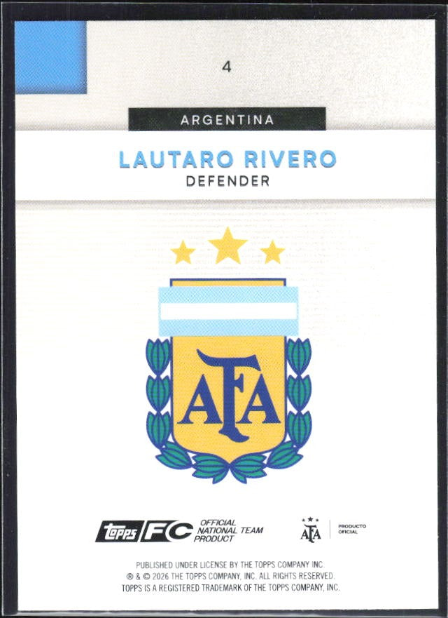 Lautaro Rivero 2026 Topps Argentina #4 – baksida