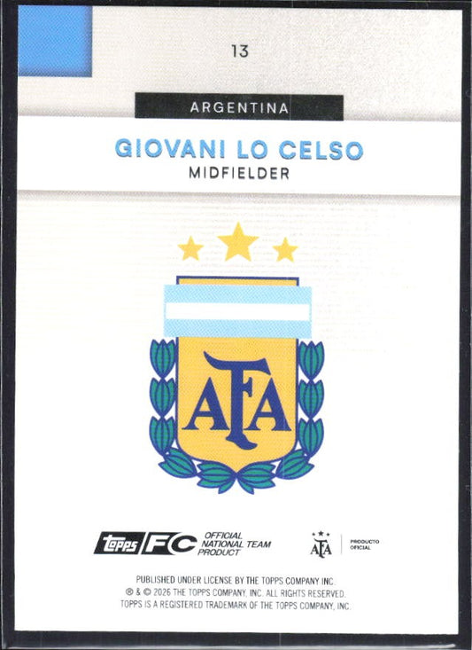 Giovani Lo Celso 2026 Topps Argentina #13 – baksida