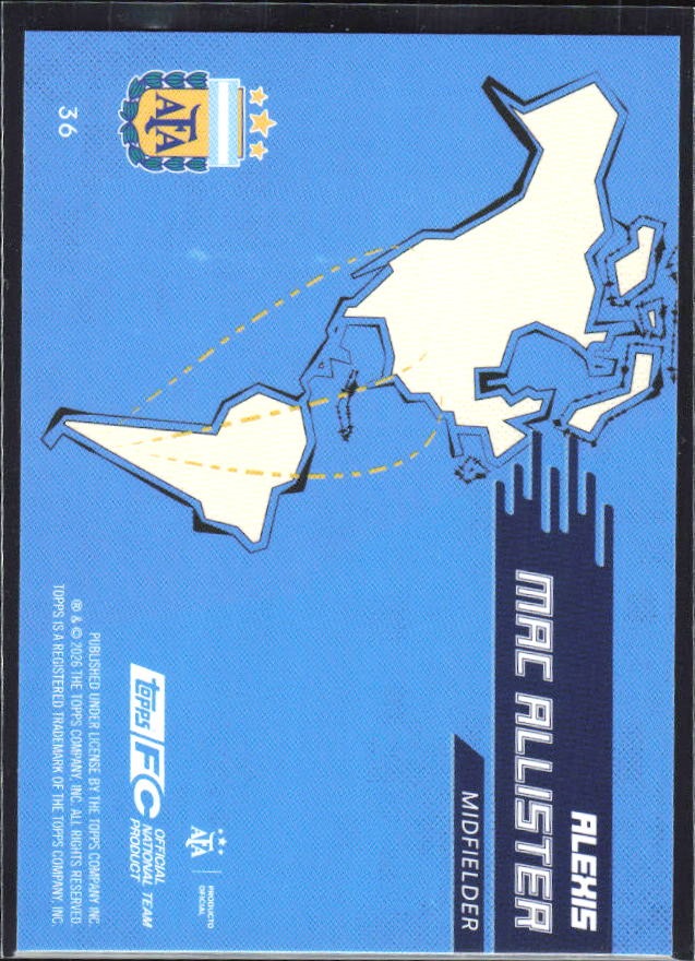 Alexis Mac Allister 2026 Topps Argentina Toast the Host #36 – baksida