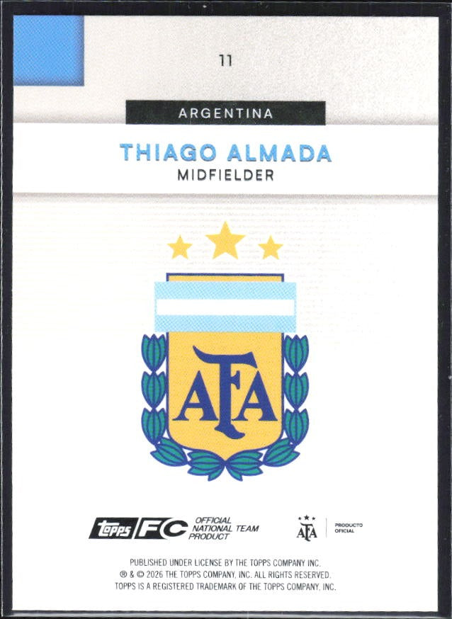 Thiago Almada 2026 Topps Argentina #11 – baksida