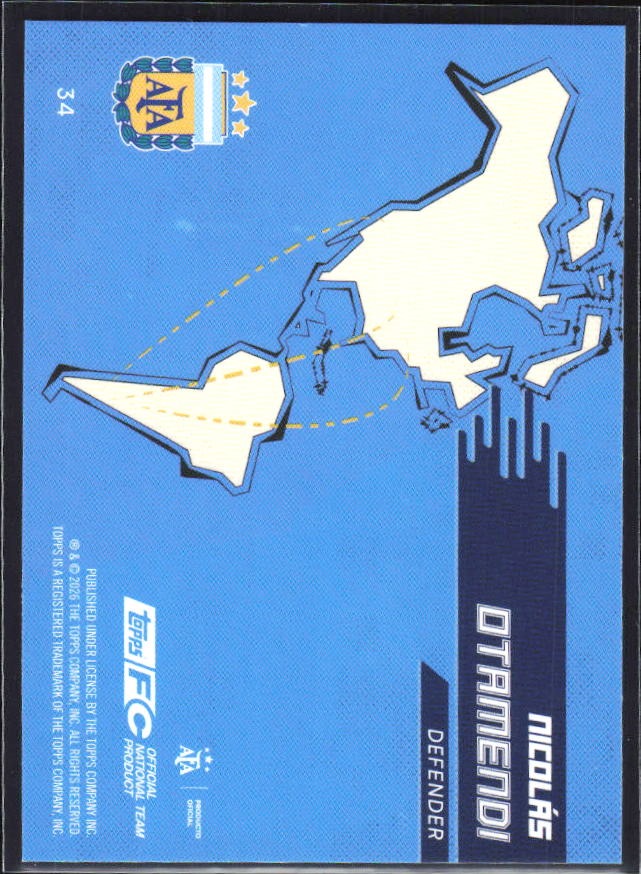 Nicolás Otamendi 2026 Topps Argentina Toast the Host #34 – baksida