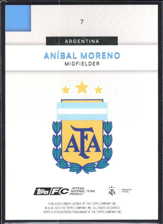 Aníbal Moreno 2026 Topps Argentina #7 – baksida
