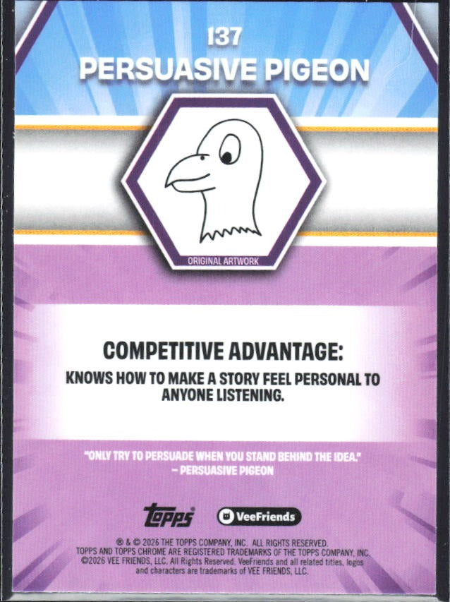 Persuasive Pigeon 2026 Topps Chrome VeeFriends #137 – baksida
