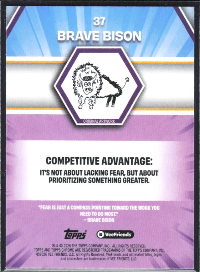 Brave Bison 2026 Topps Chrome VeeFriends #37 – baksida