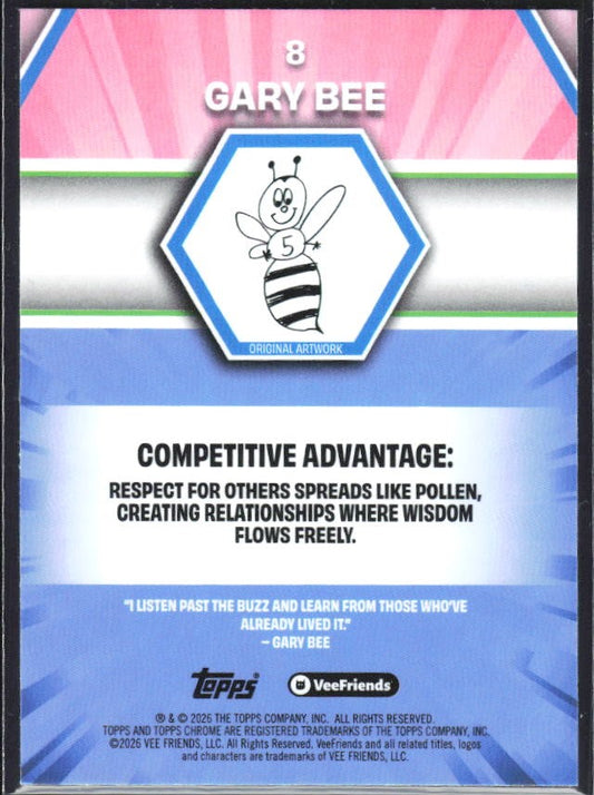 Gary Bee 2026 Topps Chrome VeeFriends #8 – baksida