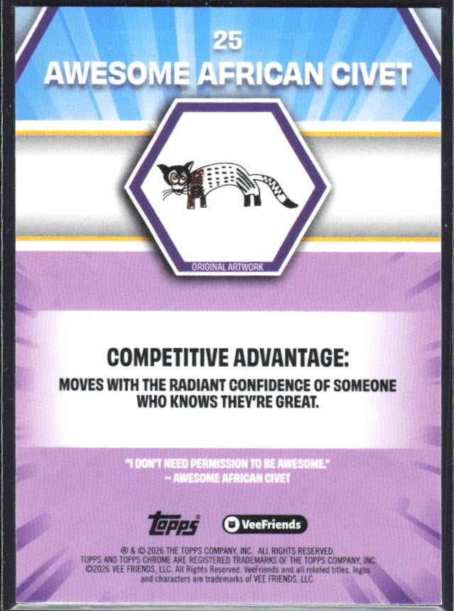Awesome African Civet 2026 Topps Chrome VeeFriends #25 – baksida