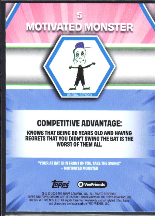 Motivated Monster 2026 Topps Chrome VeeFriends #5 – baksida