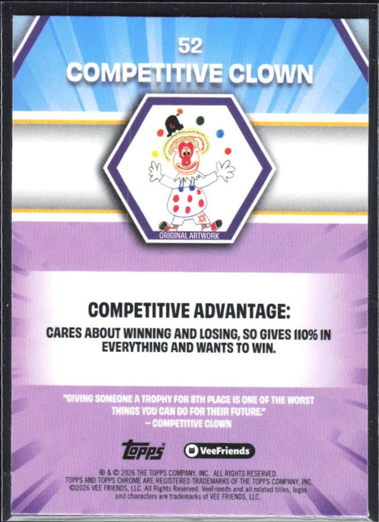 Competitive Clown 2026 Topps Chrome VeeFriends #52 – baksida