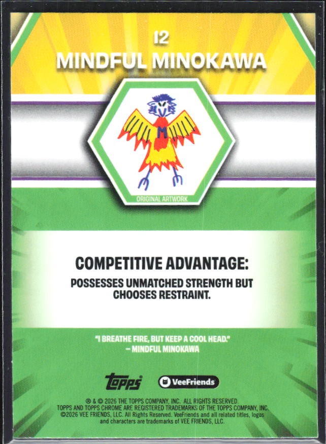 Mindful Minokawa 2026 Topps Chrome VeeFriends #12 – baksida