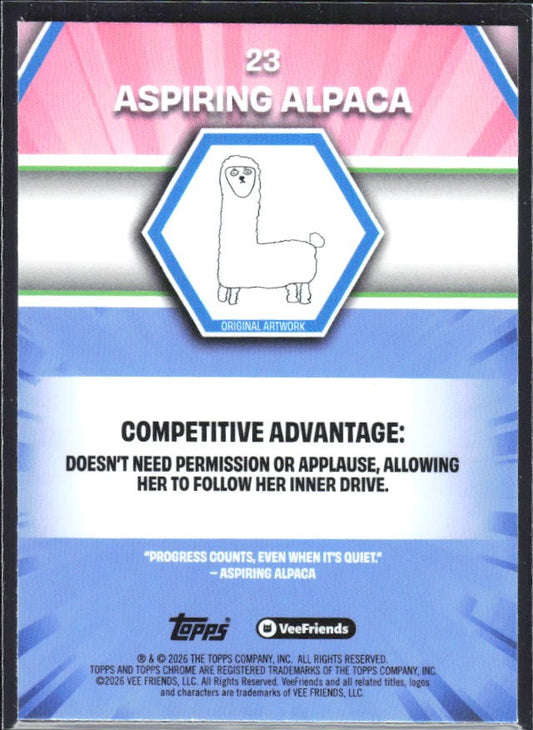 Aspiring Alpaca 2026 Topps Chrome VeeFriends #23 – baksida