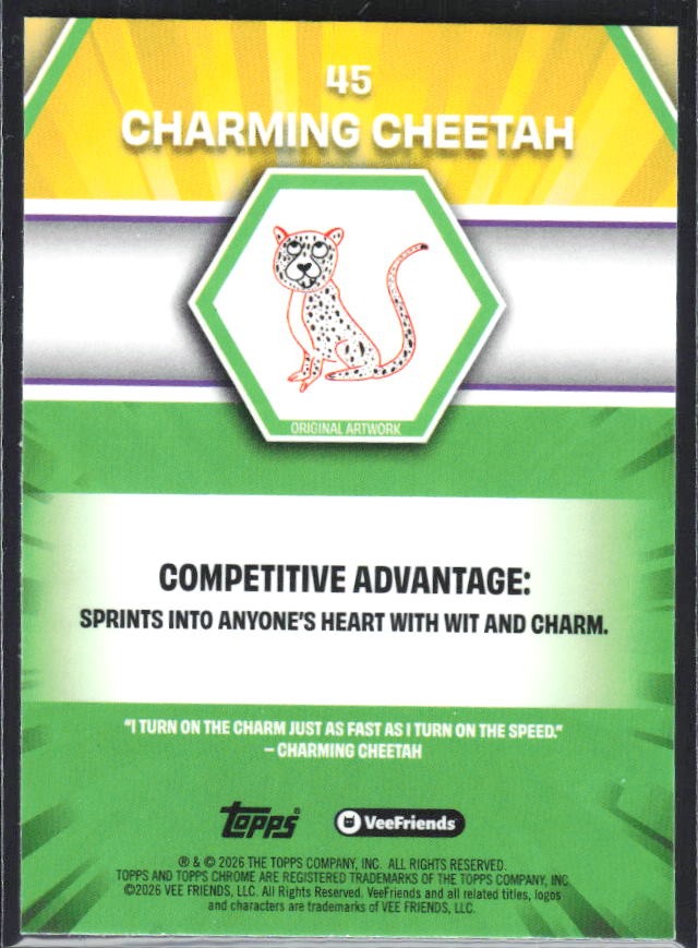 Charming Cheetah 2026 Topps Chrome VeeFriends #45 – baksida