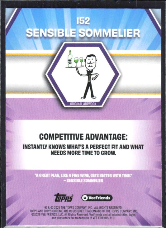 Sensible Sommelier 2026 Topps Chrome VeeFriends #152 – baksida
