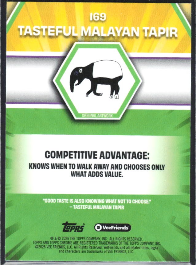 Tasteful Malayan Tapir 2026 Topps Chrome VeeFriends #169 – baksida