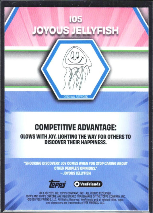 Joyous Jellyfish 2026 Topps Chrome VeeFriends #105 – baksida