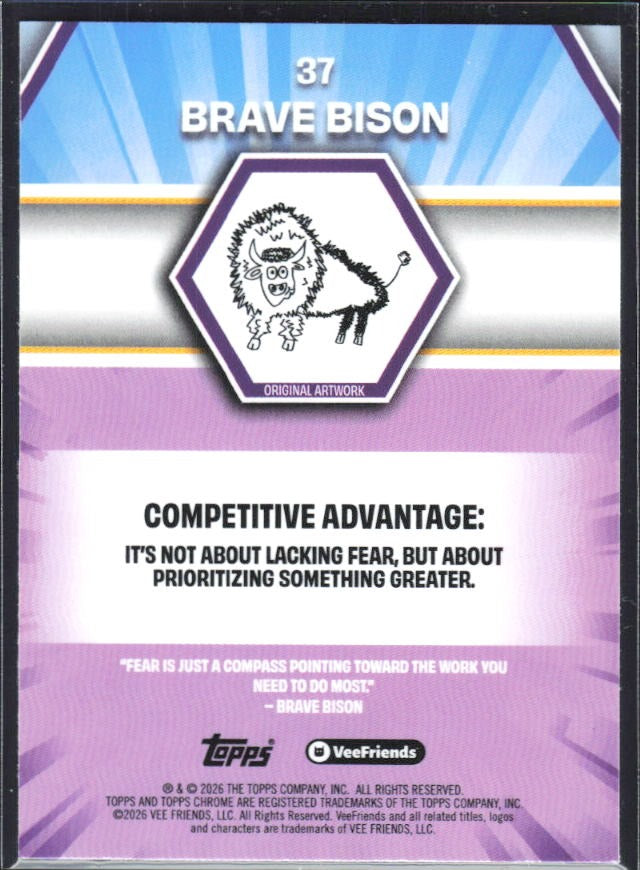 Brave Bison 2026 Topps Chrome VeeFriends #37 – baksida