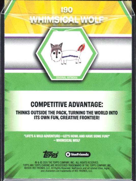 Whimsical Wolf 2026 Topps Chrome VeeFriends #190 – baksida