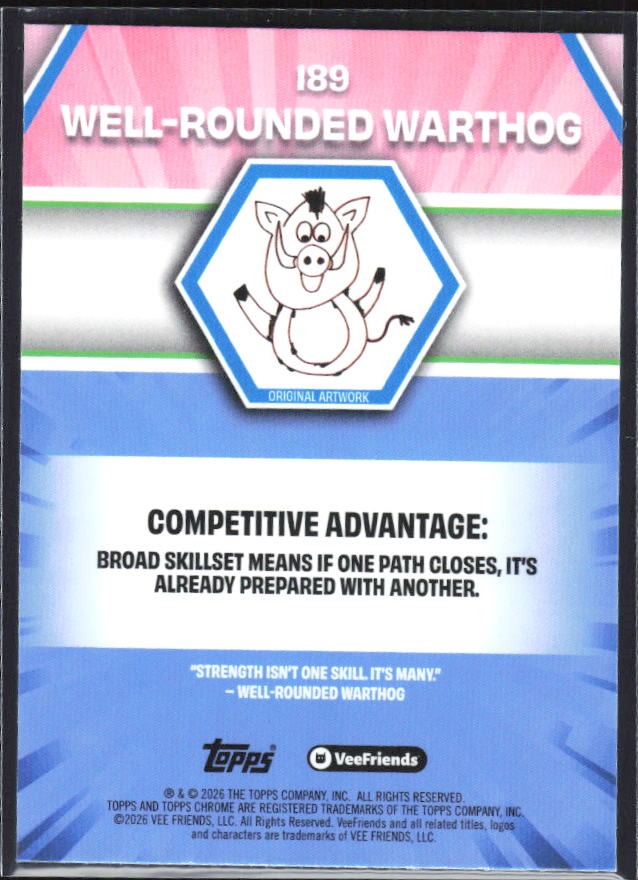 Well-Rounded Warthog 2026 Topps Chrome VeeFriends #189 – baksida