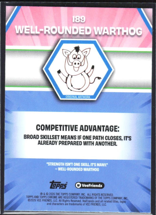 Well-Rounded Warthog 2026 Topps Chrome VeeFriends #189 – baksida