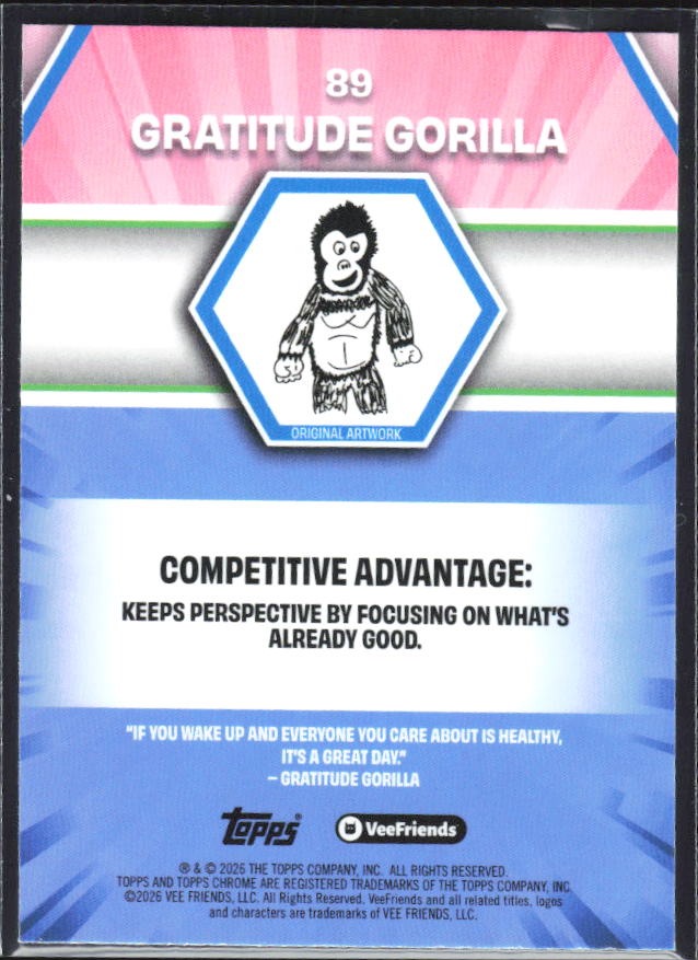 Gratitude Gorilla 2026 Topps Chrome VeeFriends #89 – baksida