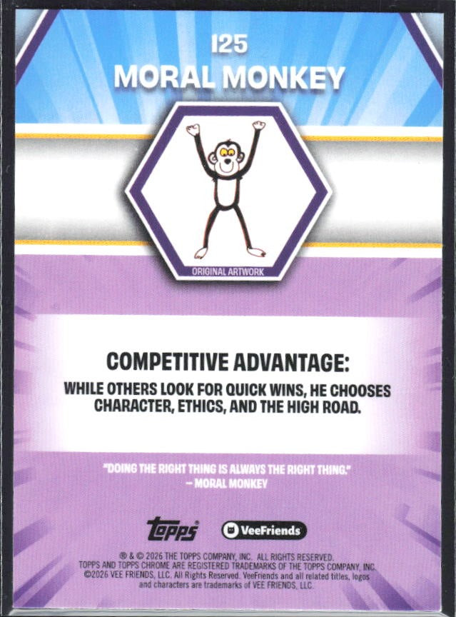 Moral Monkey 2026 Topps Chrome VeeFriends #125 – baksida