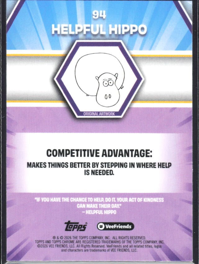 Helpful Hippo 2026 Topps Chrome VeeFriends #94 – baksida