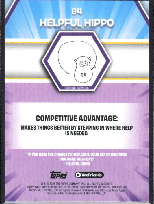 Helpful Hippo 2026 Topps Chrome VeeFriends #94 – baksida