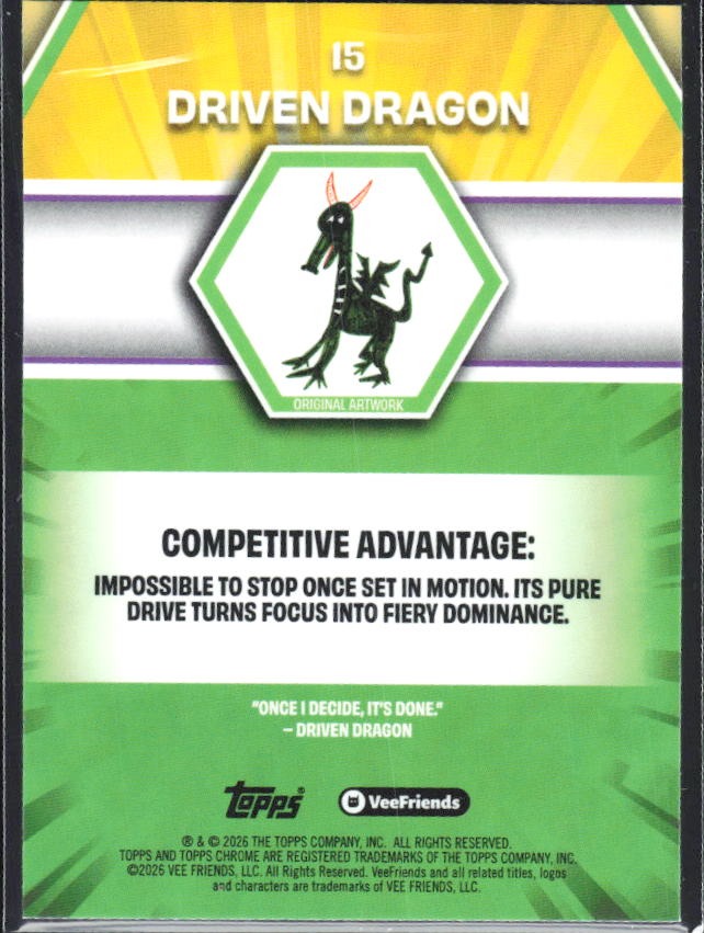Driven Dragon 2026 Topps Chrome VeeFriends #15 – baksida