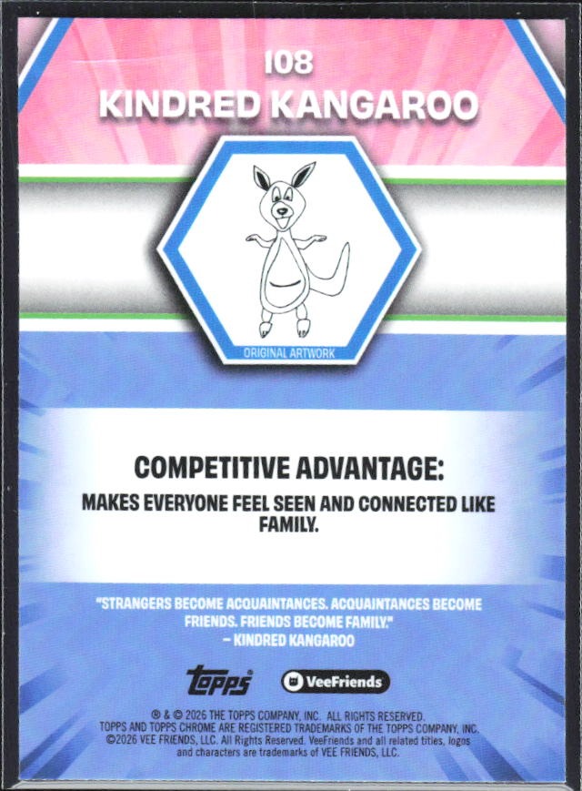 Kindred Kangaroo 2026 Topps Chrome VeeFriends #108 – baksida