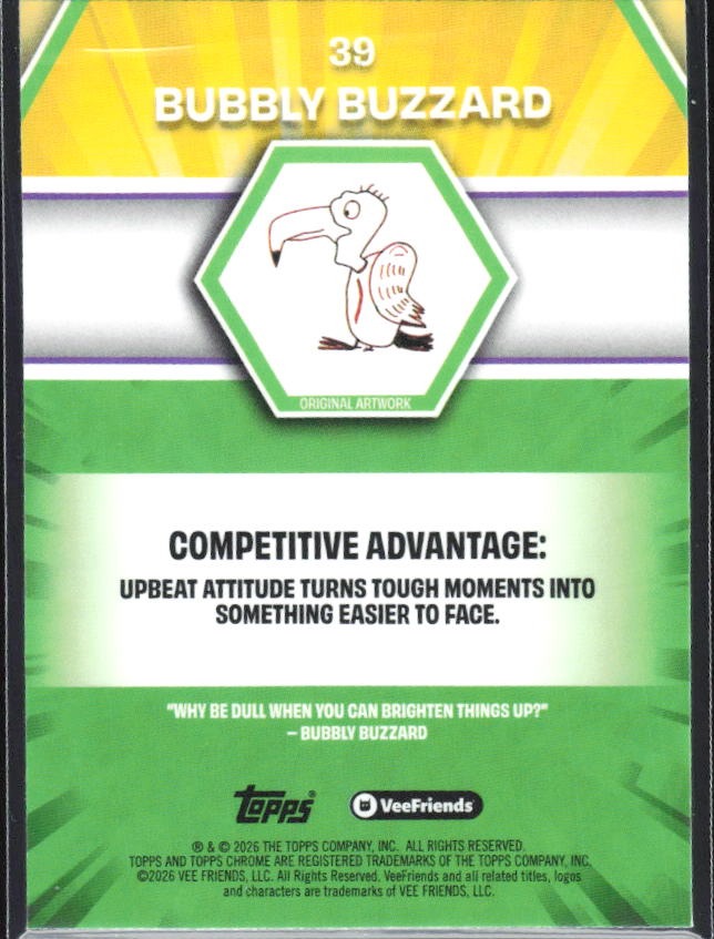Bubbly Buzzard 2026 Topps Chrome VeeFriends #39 – baksida